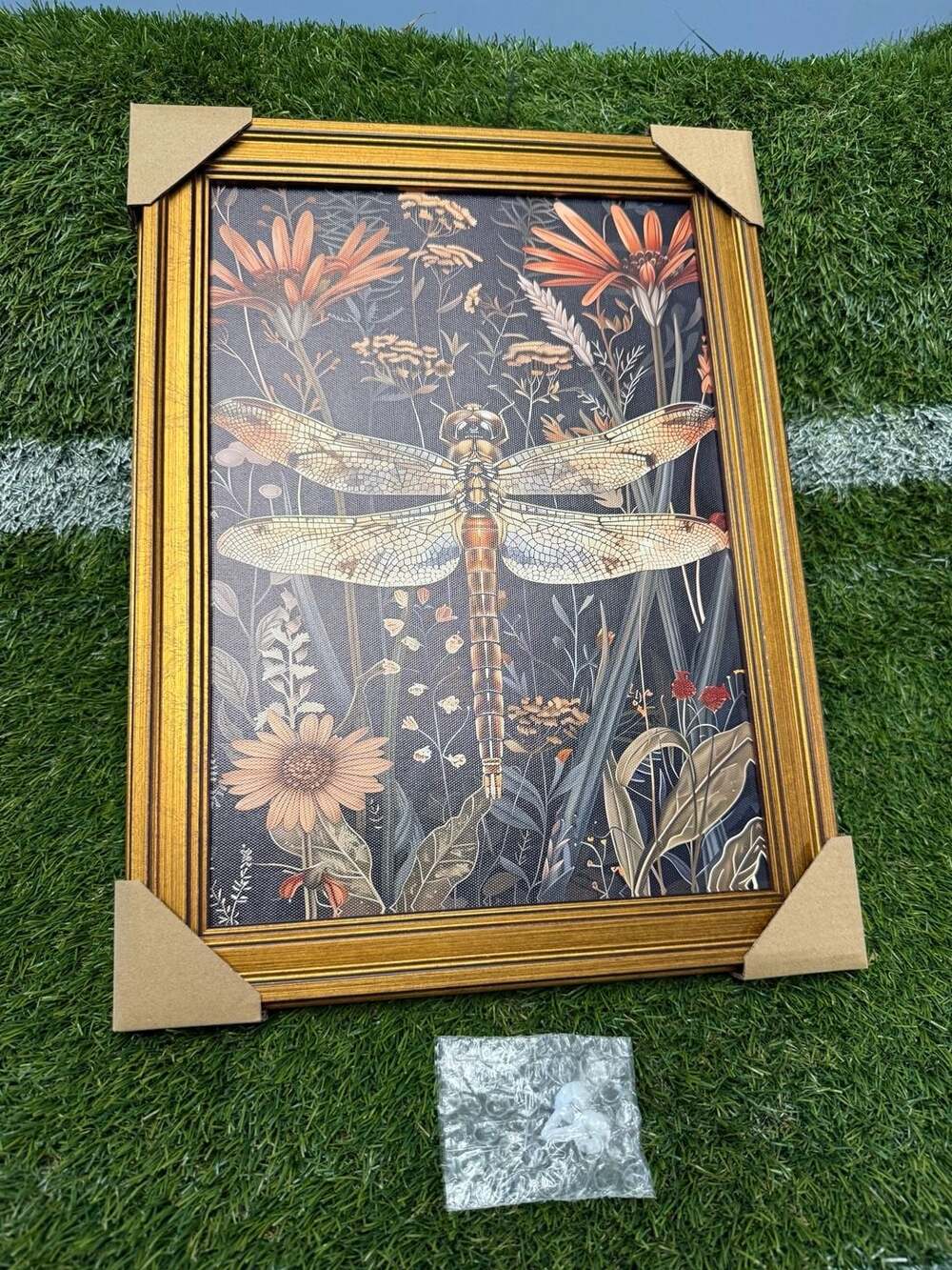 Vintage Floral Dragonfly Wall Art Framed Dark Academia Botanical Picture